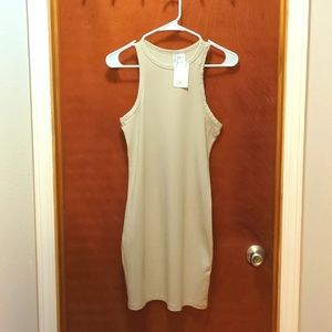 NWT H&M Bodycon Stretch Dress Beige Size M